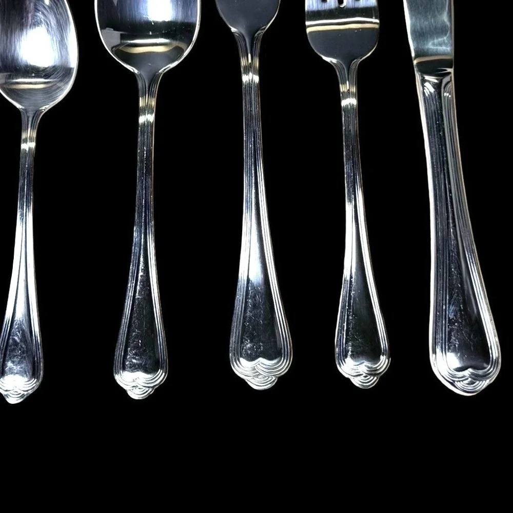 Pfaltzgraff FAIRISLE 5pc Stainless Flatware Set Service For 1 Spoons Forks Knife